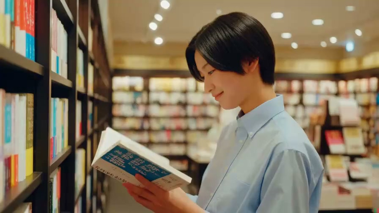 書店の棚の前で12年間待ち続けた名作の復活に喜びを噛みしめるファン