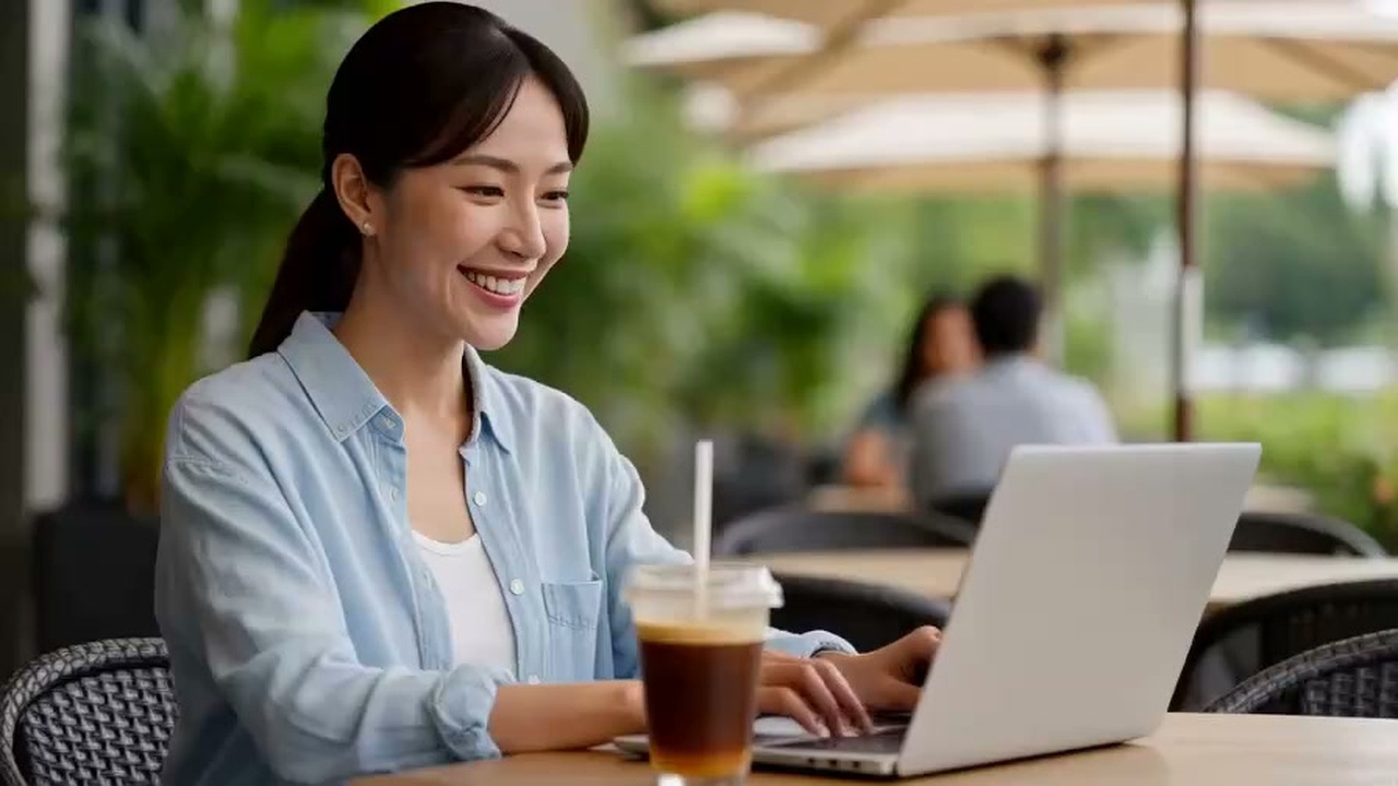 カフェで快適に自律して仕事を進めるスペシャリストの様子