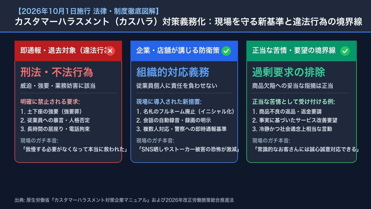 【徹底図解】カスタマーハラスメント対策義務化の境界線と防衛策