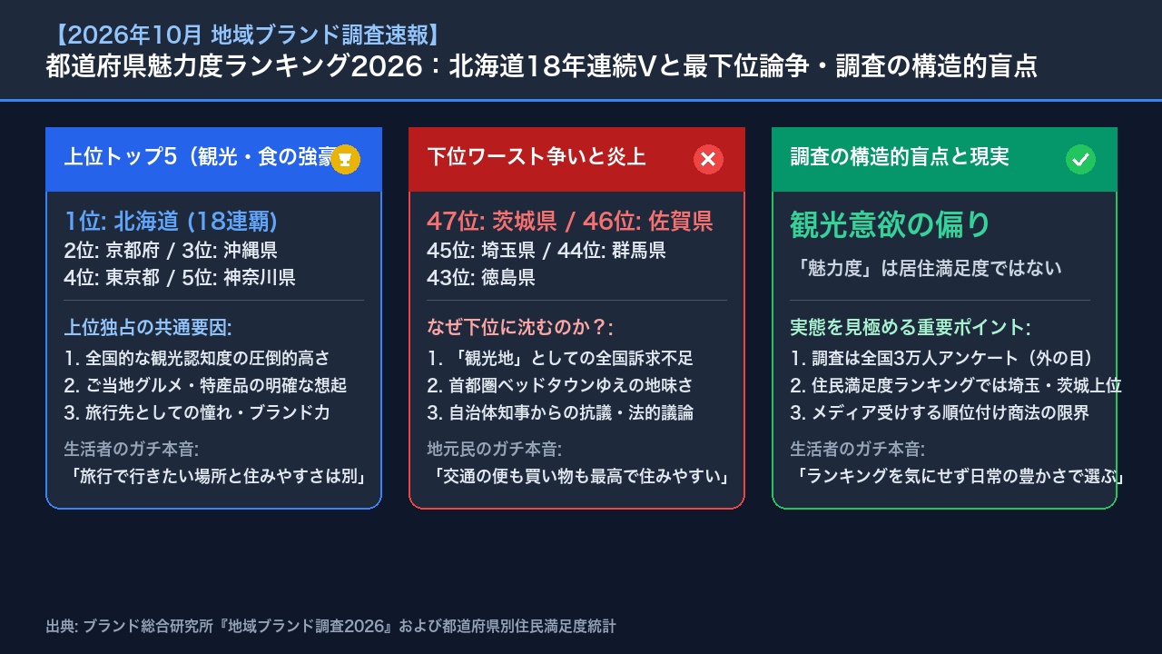 【徹底図解】都道府県魅力度ランキング2026 上位と下位の比較分析