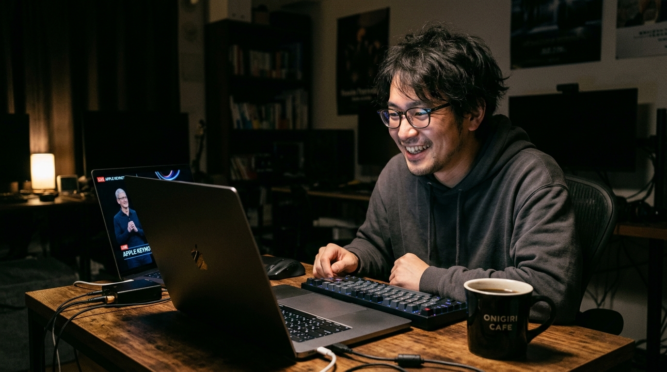 深夜2時の基調講演に釘付けになるAppleファン